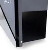 A close-up view of the bottom corner of a black mailbox, showing a silver trim and a screw. Produktbild-Vorschau