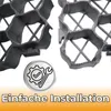 Close-up of interlocking plastic grid panels with a circular icon and text indicating "Easy Installation". Produktbild-Vorschau