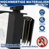 A close-up of a black kitchen faucet with layered material cross-section, accompanied by feature icons and text. Produktbild-Vorschau