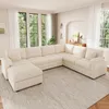Merax XXL Modulares U-Form Sofa, L-Form Ecksofa Mit Hocker, Produktbild-Vorschau 6