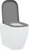 A white wall-mounted toilet with a gray toilet seat and lid. Náhľad obrázku produktu