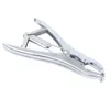 A chrome-colored castration tool with a spring mechanism is shown against a white background. Produktbild-Vorschau