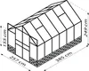 A line drawing of a greenhouse with dimensions indicated. Náhled obrázku produktu
