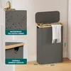 Wäschekorb mit Deckel 48L schmal faltbar Bambus Holz Produktbild-Vorschau 4