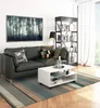 A modern living room scene with a sofa, coffee table, and bookshelf. Voir les images du produit