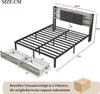 CDGlobal łóżko metalowe podwójne 140x200cm z USB, łóżko Podgląd zdjęcia produktu 10