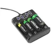 A battery charger with several batteries inserted. Produktbild-Vorschau