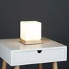 Stolná lampa Relaxdays Cube, E14, drevená základňa a matné Náhľad obrázku produktu 2