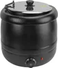 A black soup kettle warmer with a silver lid and a control dial on the front. Náhled obrázku produktu