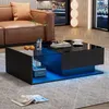 A modern living room scene featuring a coffee table with blue LED lighting. Produktbild-Vorschau