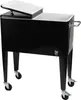 A black cooler with a white lid on a white background. Produktbild-Vorschau