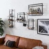 home24 Wandregal - Akazie Massiv / Metall - Anthrazit Produktbild-Vorschau 2