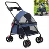 Hundebuggy Klappbar Katzenbuggy mit Federung Leicht Blau Produktbild-Vorschau 1