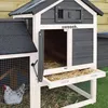 sweeek - Holz-Hühnerstal lmit Gehege, 3 Hühner - Anthrazit Produktbild-Vorschau 7