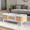Table basse 110cm en bois massif avec portes coulissantes Voir les images du produit 8