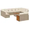 13-tlg. Garten-Sofagarnitur mit Kissen Beige Poly Rattan Produktbild-Vorschau 1