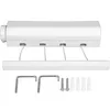 A white retractable clothesline mounted on a wall, with its lines extended and attached to a lower bar. The product includes mounting hardware. Náhľad obrázku produktu