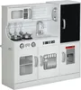A white toy kitchen with black refrigerator and silver accents. Anteprima dell’immagine prodotto