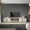 TV-Möbel Holzeffekt beige 315x35x50cm Kamin mit Feuereffekt Produktbild-Vorschau 2