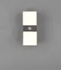 A modern, rectangular LED wall light with a motion sensor, mounted on a gray wall. Anteprima dell’immagine prodotto