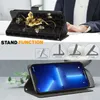 A person's hands are shown interacting with a phone case, with diagrams illustrating its features. Produktbild-Vorschau