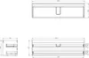 Technical drawings of a bathroom cabinet with dimensions. Produktbild-Vorschau