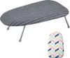 A small ironing board with a patterned cover and a separate patterned cover shown below it. Produktbild-Vorschau