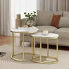 HOMCOM Couchtisch rund 2er Set Stapelbarer Beistelltisch Produktbild-Vorschau 2
