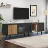 MODFU Elegante TV-kast met houtdecor en draaiende glazen Productafbeelding-voorbeeld 1