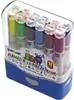 A set of 12 fiber-tip pens with stamps, packaged in a clear plastic case with a blue base. Náhled obrázku produktu