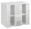 A white, high-gloss kitchen cabinet with two doors and visible shelves inside. Náhled obrázku produktu