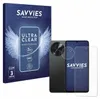 A product shot of a phone screen protector packaging and a phone with a screen protector on it. Produktbild-Vorschau