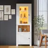 Merax Hochschrank Sideboard mit LED, Glasvitrine mit 2 Produktbild-Vorschau 8