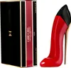 A perfume bottle shaped like a red high-heeled shoe and its packaging are displayed against a white background. Produktbild-Vorschau