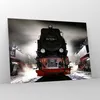 Bilder auf glas - Dampflokomotive Gleise Nebel - 100x70cm - Produktbild-Vorschau 4