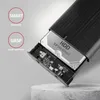 A close-up view of an external hard drive enclosure with a hard drive partially inserted, showcasing its internal components and highlighting features. Produktbild-Vorschau