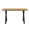 A rectangular dining table with a wooden top and black X-shaped legs, presented against a white background. Náhľad obrázku produktu