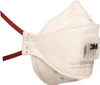 A white 3M Aura 9332+ Gen3 FFP3 respirator mask with a red elastic strap and a clear exhalation valve with the 3M logo. Voir les images du produit