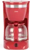 A red coffee maker is shown from the front on a white background. Voir les images du produit