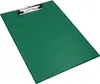 A green A4 clipboard with a silver clip is shown on a white background. Produktbild-Vorschau