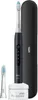 A black electric toothbrush with a charging base, an extra brush head, and a travel case, all set against a white background. Produktbild-Vorschau
