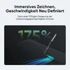 A stylus pen is shown on a dark surface with glowing lines emanating from it, indicating speed and performance. Text highlights "Immersive Drawing, Speed Redefined" and a "175% increase in line display speed". Podgląd zdjęcia produktu