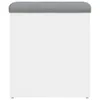 A white storage bench with a gray upholstered top. Podgląd zdjęcia produktu