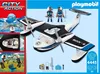 The image shows the packaging of a Playmobil police seaplane toy set, including the toy itself, figures, and accessories, along with promotional images and text. Produktbild-Vorschau