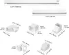 Diagram showing various components and dimensions of a mini-split line set cover system. Produktbild-Vorschau