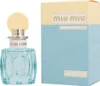 A bottle of Miu Miu L'Eau Bleue Eau de Parfum and its packaging are displayed against a white background. Voir les images du produit