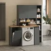 A modern laundry room setup with a washing machine, cabinets, and storage shelves. Anteprima dell’immagine prodotto