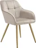 A single beige upholstered chair with gold legs, shown from a three-quarter angle against a white background. Náhled obrázku produktu