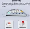 A side view of a keyboard and close-ups of keyboard switches. Produktbild-Vorschau