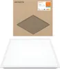 A product shot of an LED panel light and its packaging. Voir les images du produit